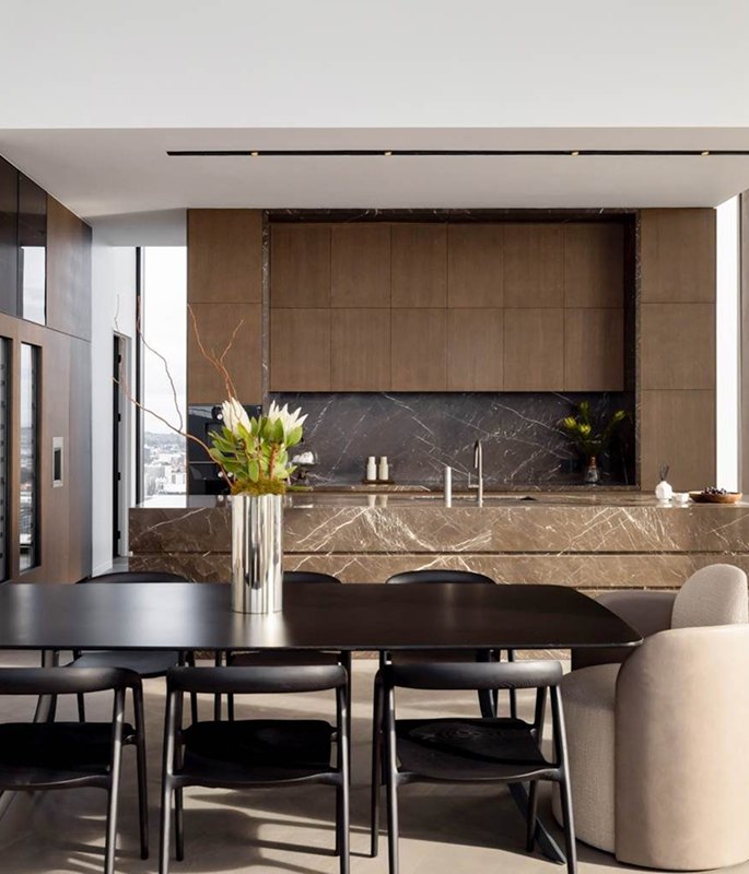 Kitchen with flower on the top of table